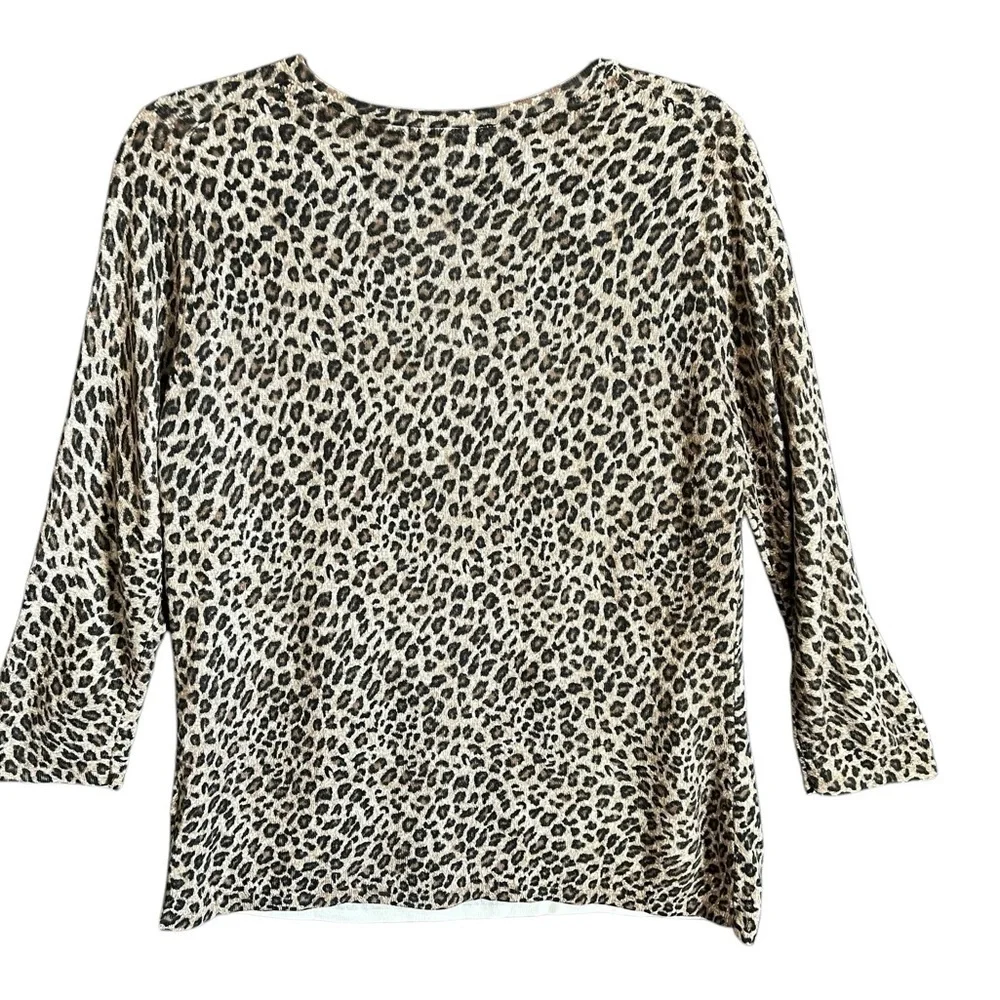 Hannah Leopard Print 3/4 Sleeve Knit Sweater